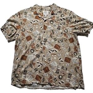 Blake Shelton Lands End Travel Shirt Mens 2XL Brown States Button Up Country